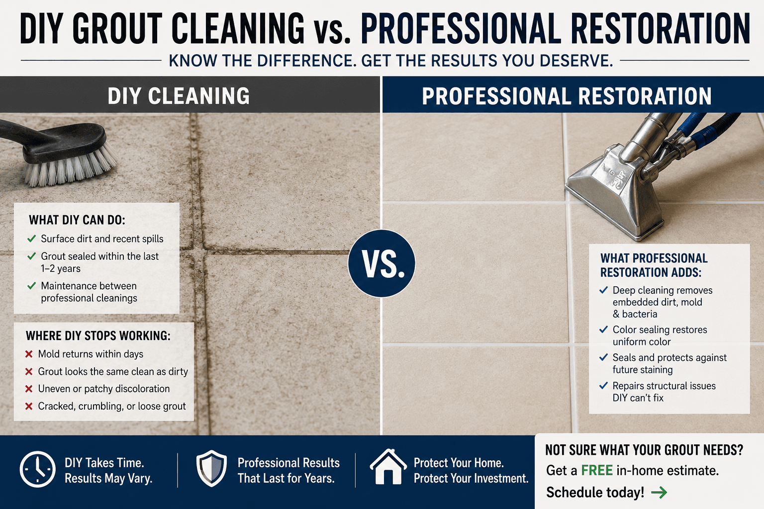DIY Grout Cleaning vs. Professional Restoration: What Sanford Homeowners Should Know | The Grout Restorer