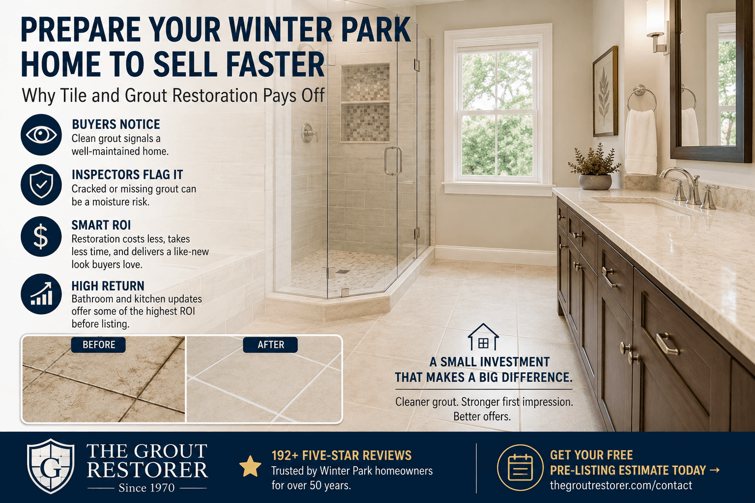 Why Grout Restoration Pays Off Before Selling Your Home | Winter Park, FL